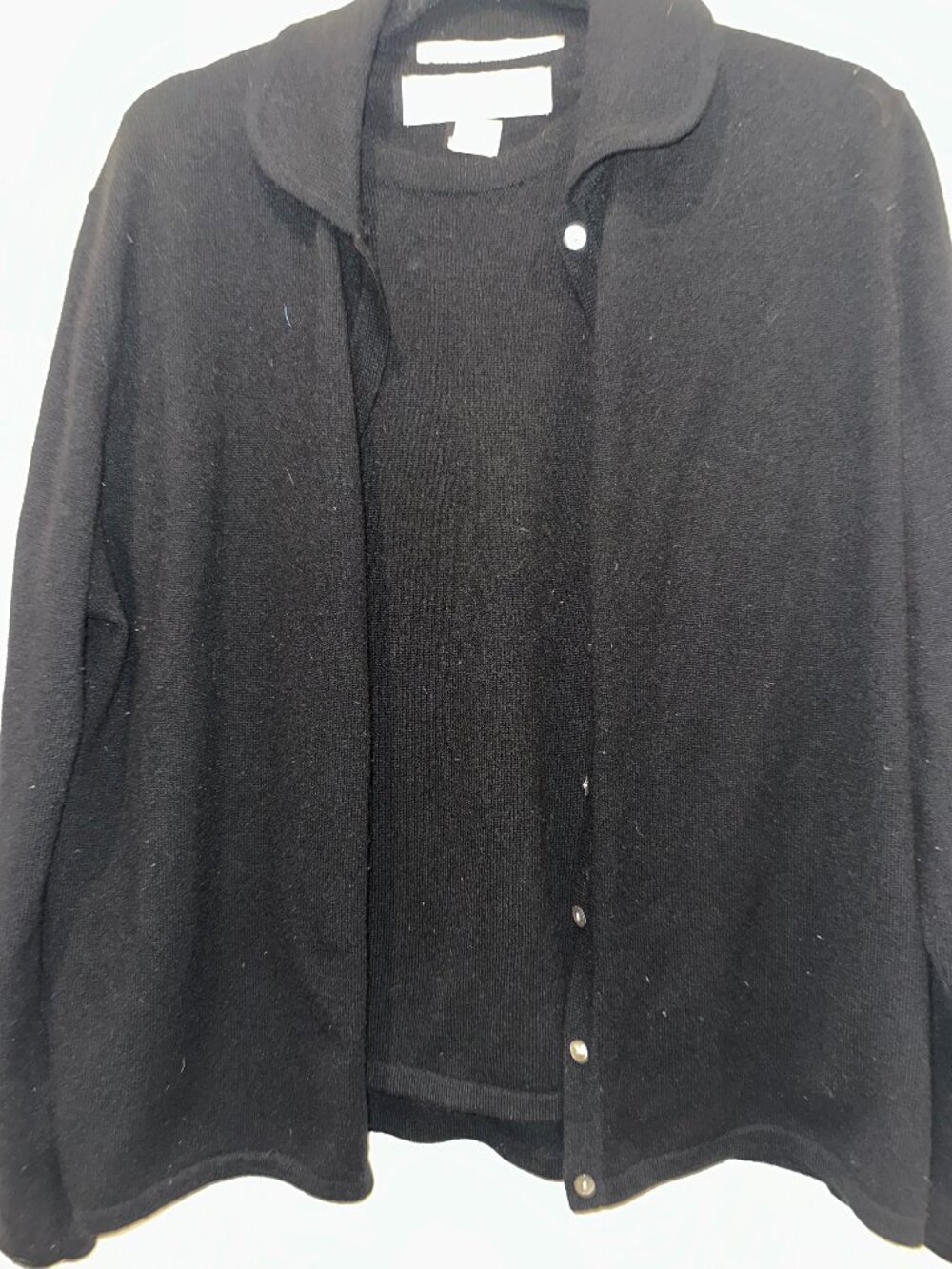 Valerie Stevens Two Ply Cashmere Black Cardigan Sweater and tank top set